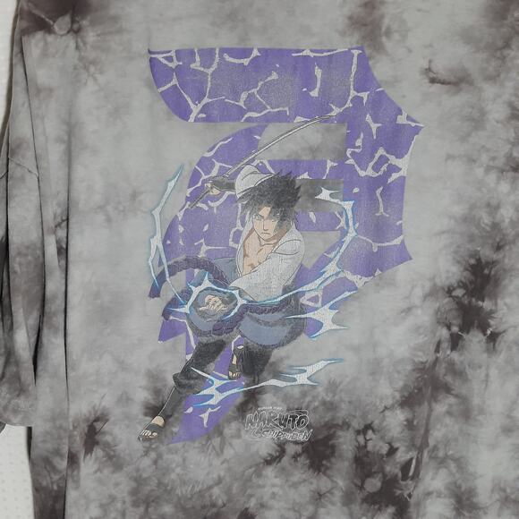 Primitive Naruto Sasuke Shirt M Tie Dye Anime Purple Lightning Graphic Tee - Picture 5 of 5